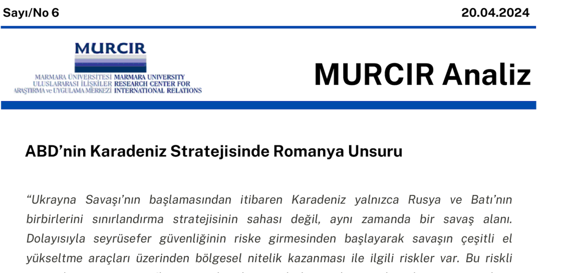 ABD'nin Karadeniz Stratejisinde Romanya Unsuru