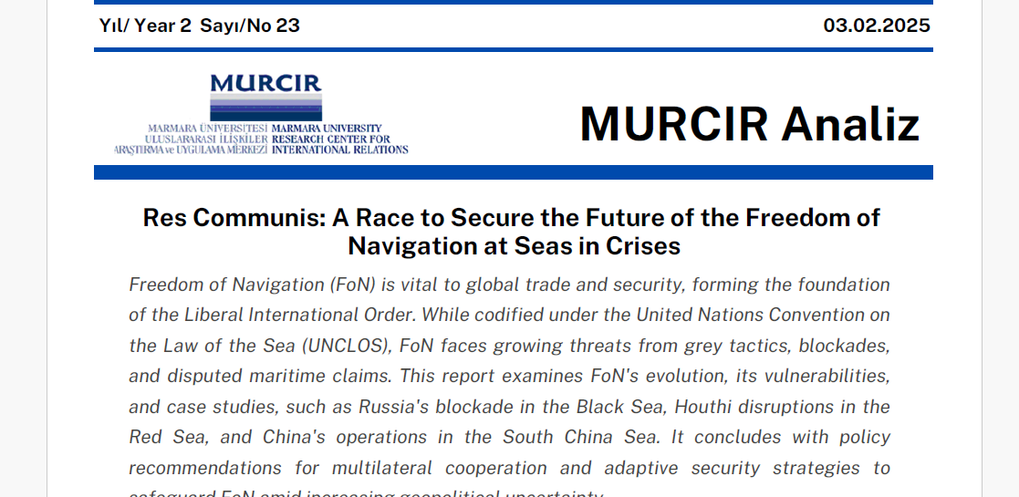 Res Communis: A Race to Secure the Future of the Freedom of
Navigation at Seas in Crises