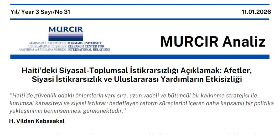 "Haiti'deki Sitasal - Toplumsal İstikrarsızlığı Açıklamak"